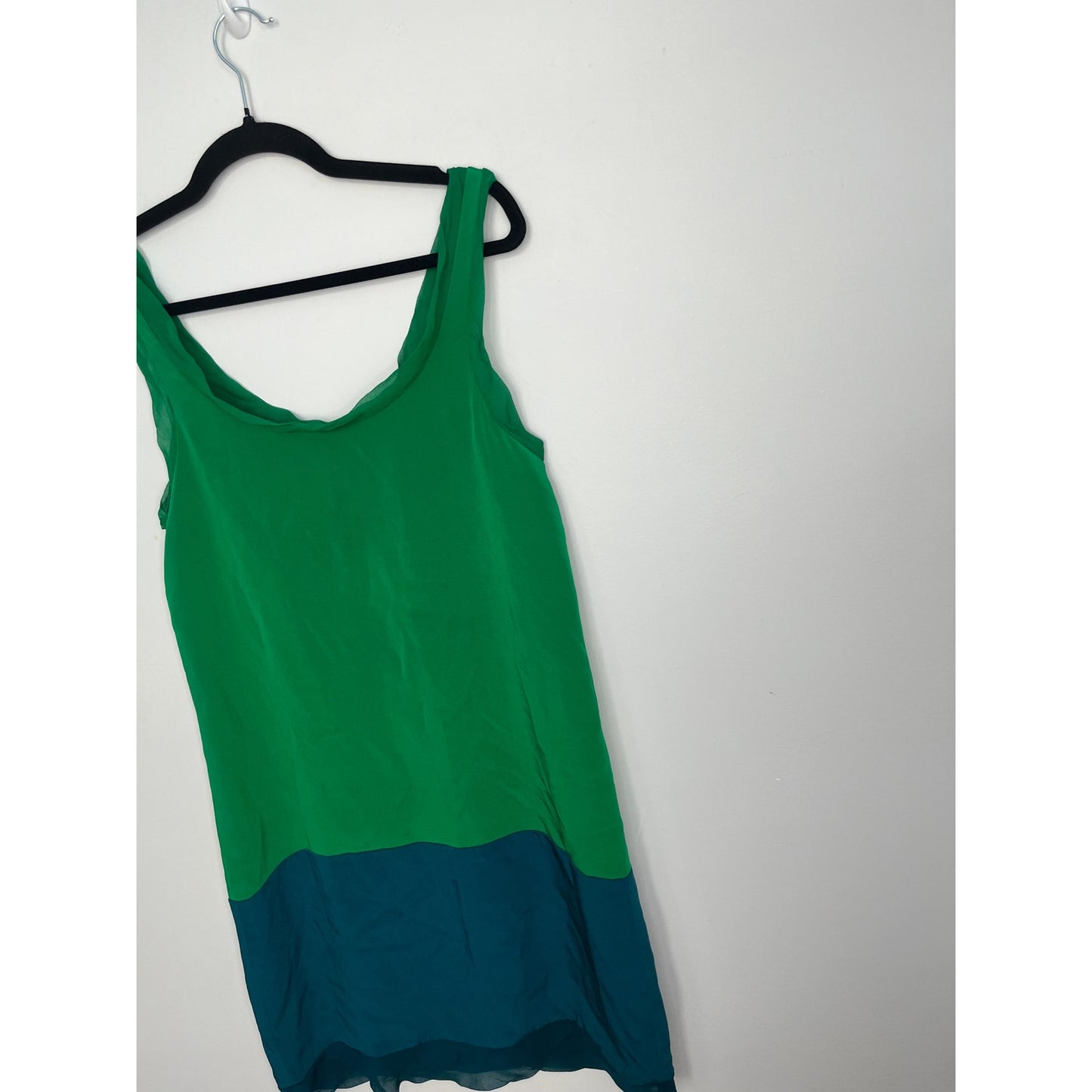 Thakoon Sleeveless Colorblock Dress Women 4 Green Blue Chiffon Shift