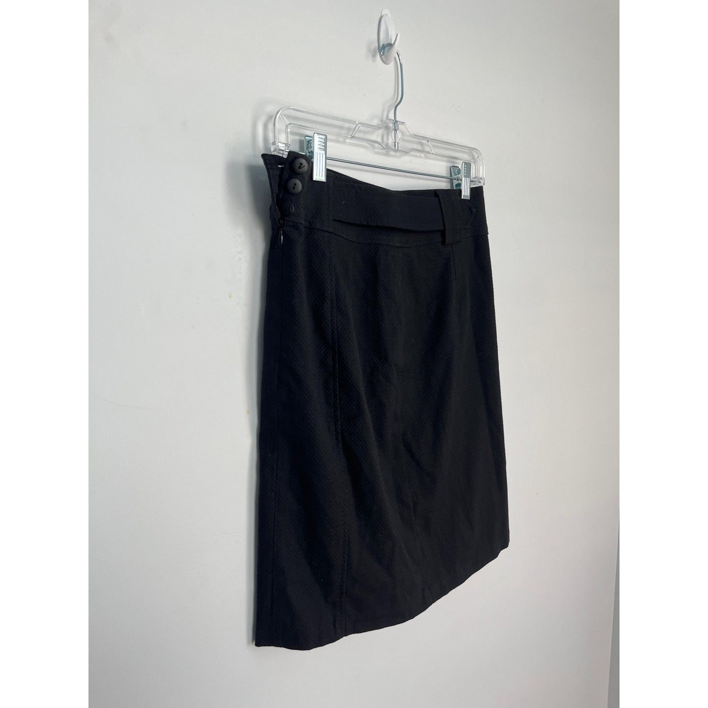Nanette Lepore Pencil Skirt Women 4 Black Textured Belted High Waist Career