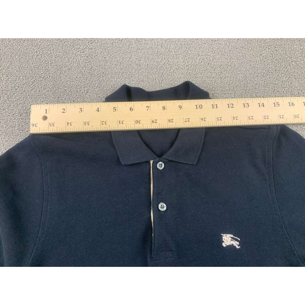 Y2K Burberry London Men's Large Navy Polo Shirt Nova Check Preppy Collared Golf