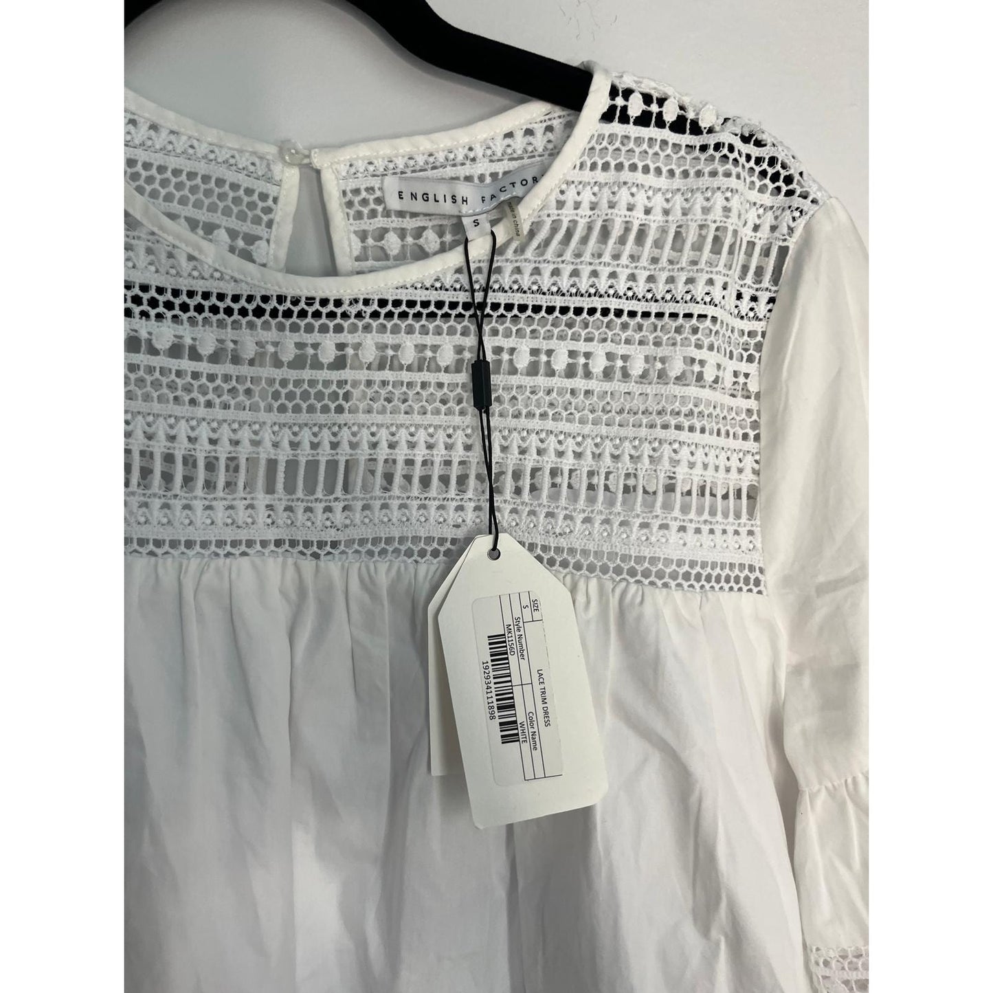 English Factory Eyelet Lace Babydoll Blouse Women Small White Short Sleeve NWT