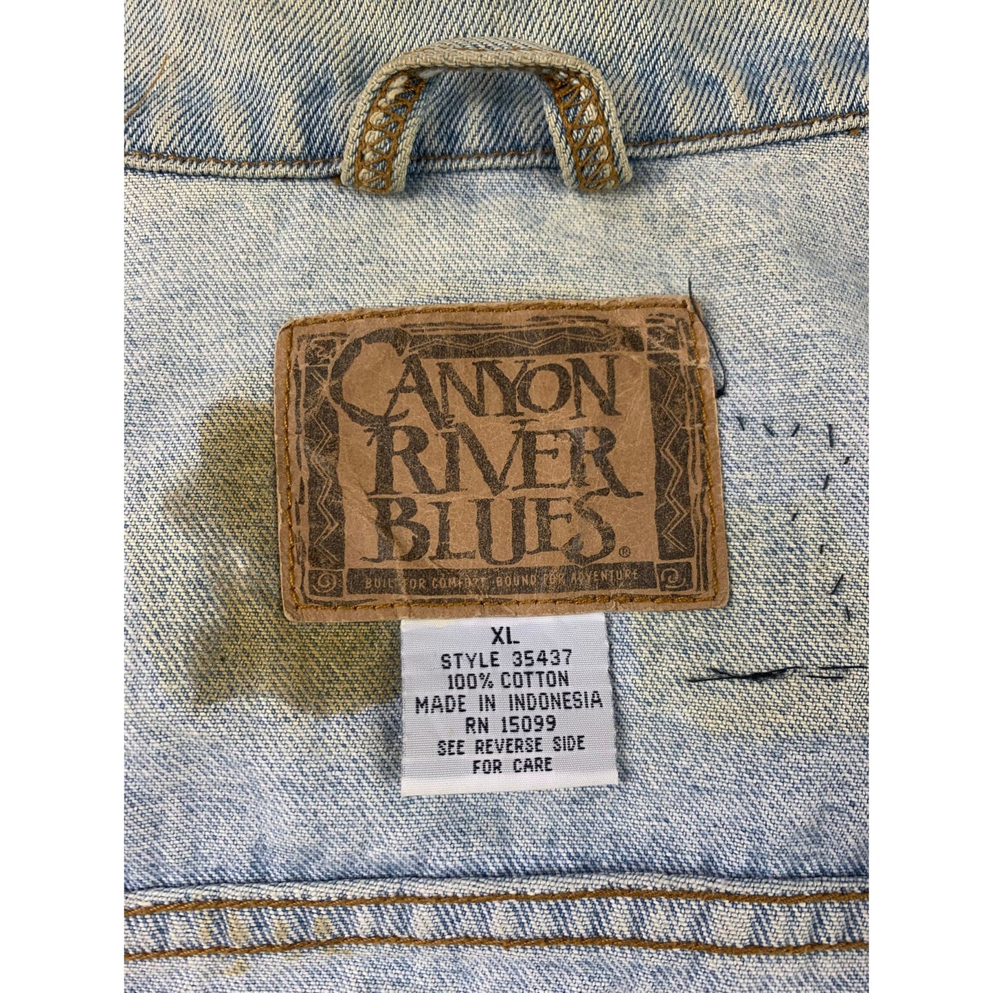Vintage Canyon River Blues Men XL Denim Jacket With DIY Patches Indonesia Made