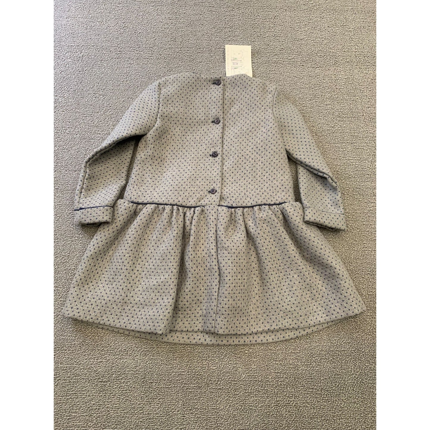 Martina Charlotte Girls 4Y Gray And Navy Drop Waist Dress