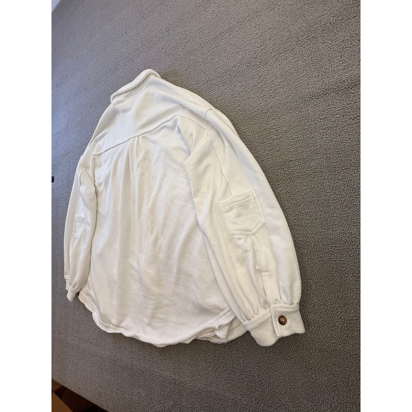 POL Women's Size Medium White Button-Up Shacket Jacket