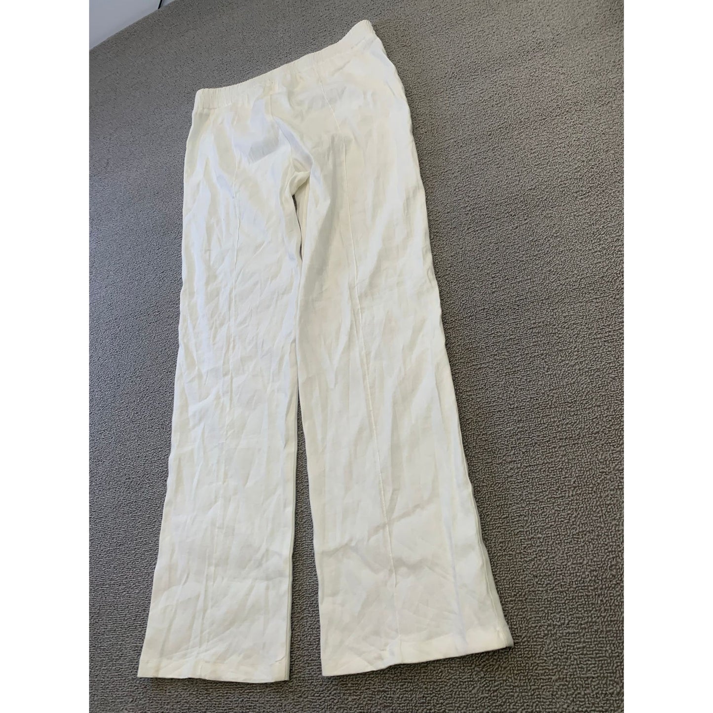 Monrow Women Medium White Wide Leg Linen Blend Pants