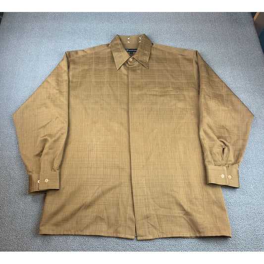 Montique Men Large Brown Long Sleeve Button Down Casual Dress Shirt