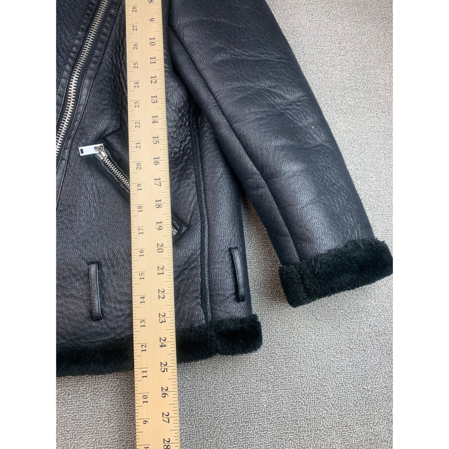 Zara Women's Small Black Faux Fur Aviator Jacket