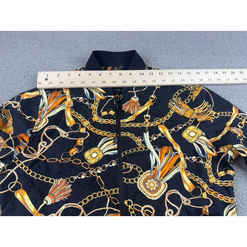 Denim & Flower Ricky Singh Mens S Baroque Chain Tassel Print Light Bomber Jacket