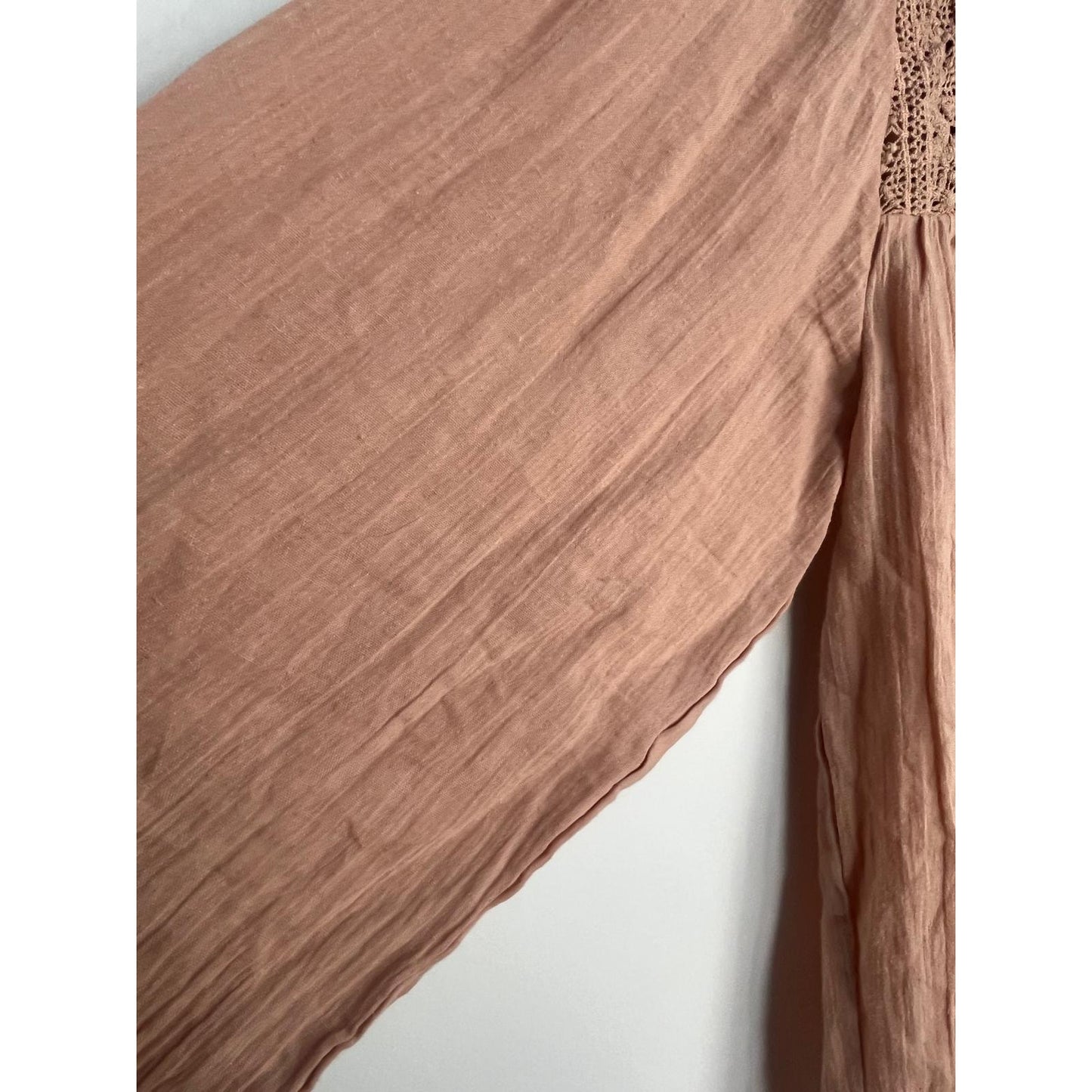 Joie Boho Peasant Blouse Women S Pink Crochet Lace Gauze Cotton Top