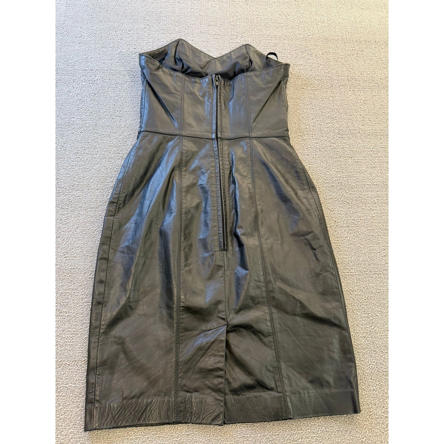 Laurice Vintage Size 3/4 Women's Black Leather Strapless Mini Dress