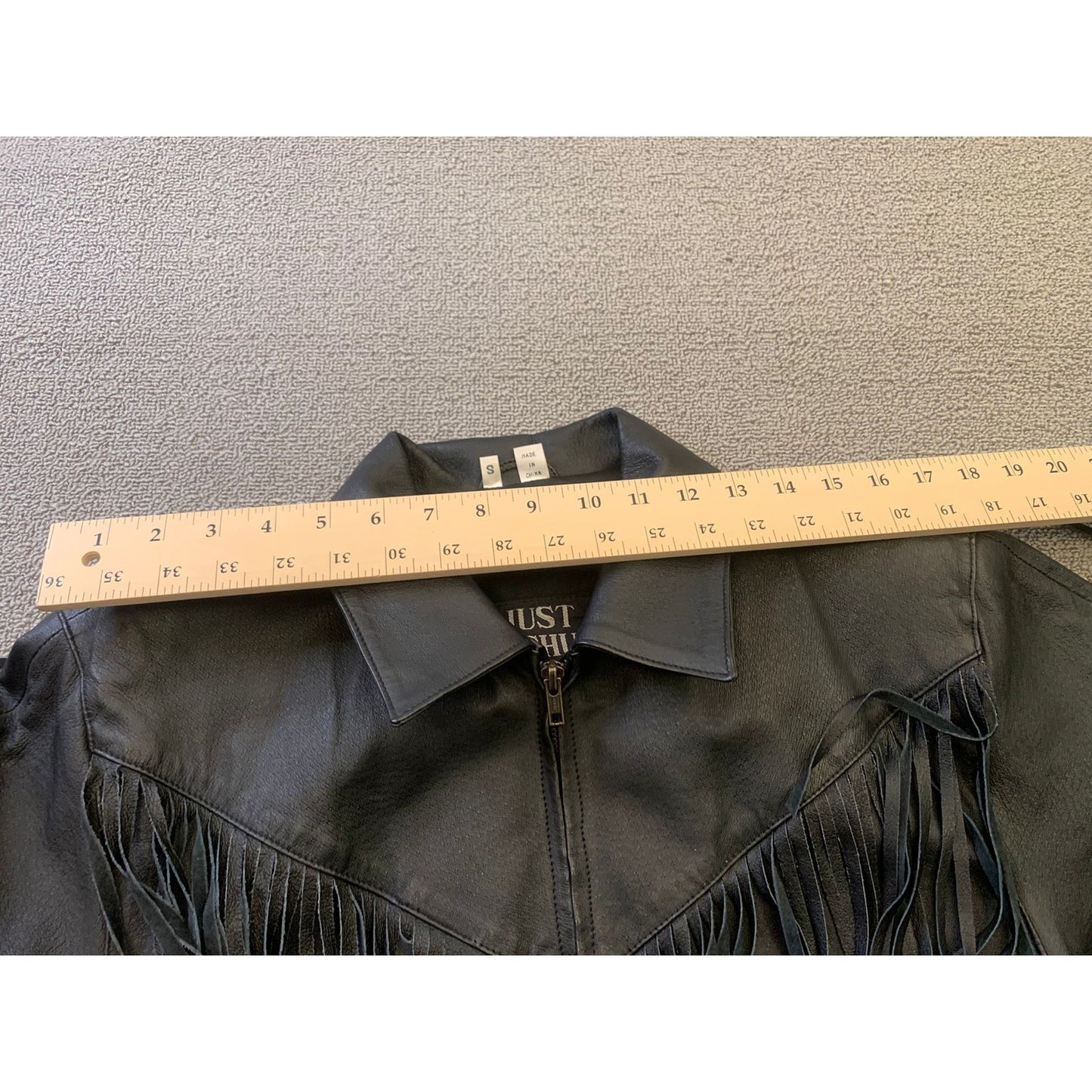 JUST JOSHUA Women's Small Black Leather Fringe/Biker Jacket