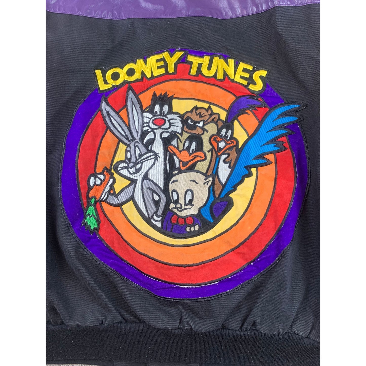 Vintage Men Jeff Hamilton Looney Tunes Leather Jacket Large 90s Cartoon Art