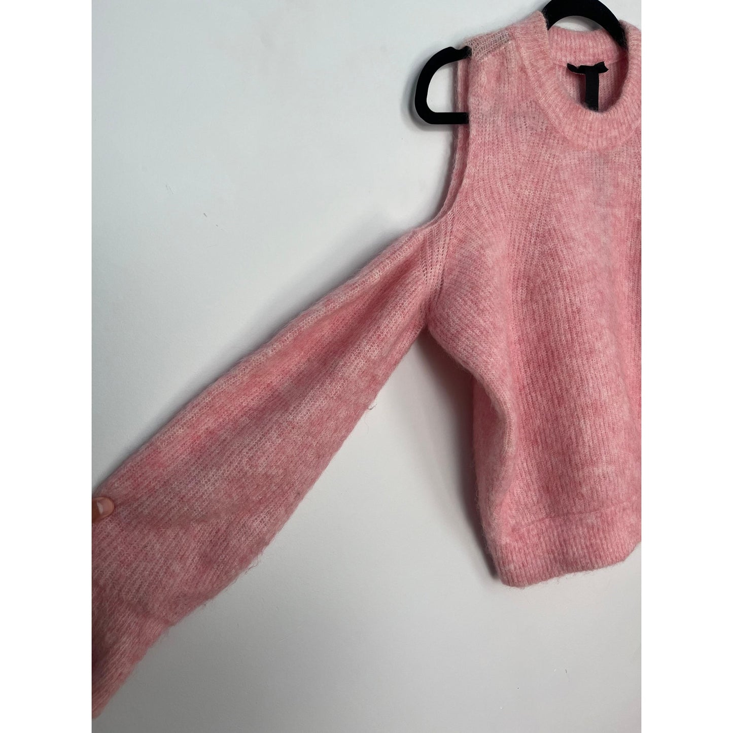 Diesel Cold Shoulder Mohair Blend Sweater Women S Pink Fuzzy Knit Pullover