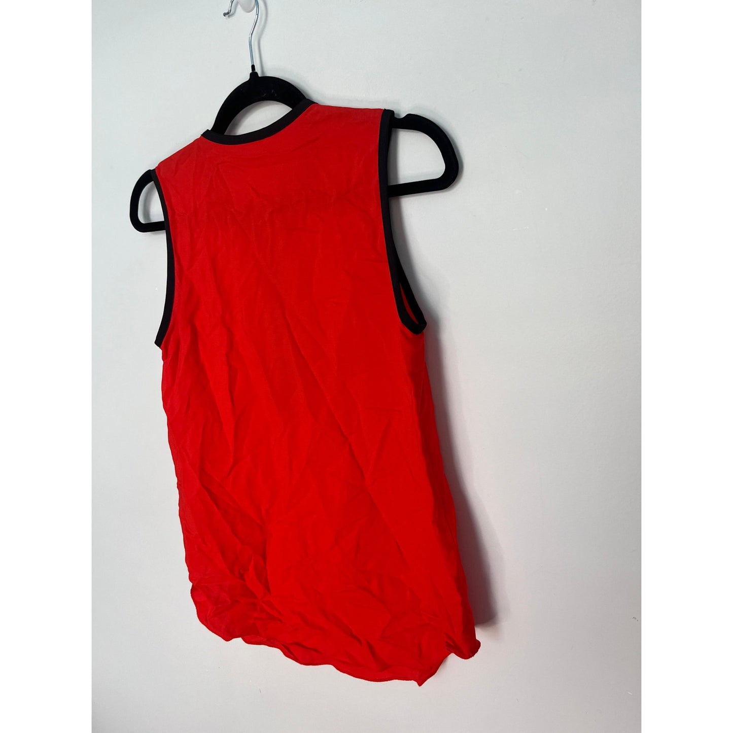 L’Agence Zip Front Tank Top Women Size 2 Red Black Trim Sleeveless Blouse