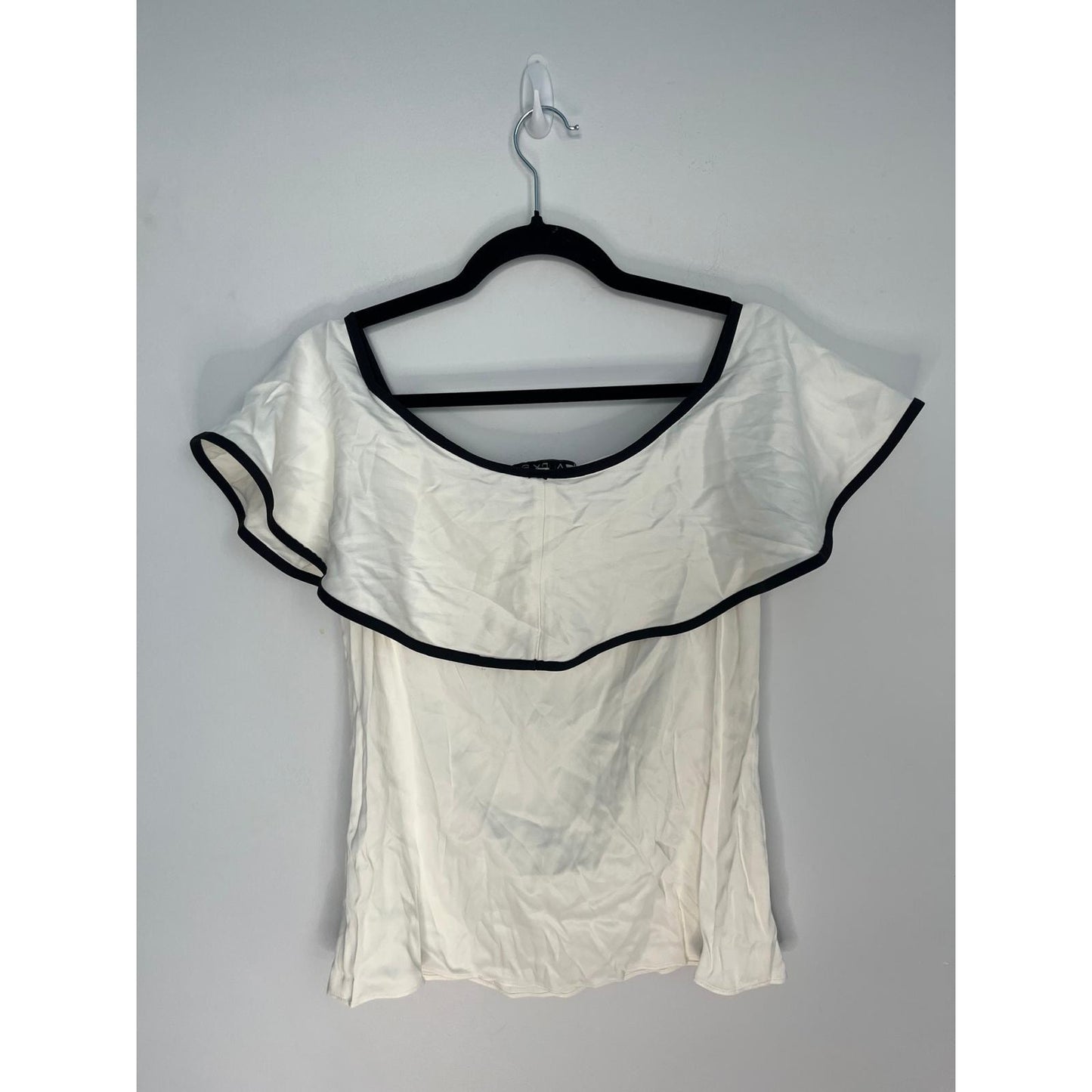Alexis Ruffle Trim Blouse Women S Contrast Tie Bow Short Sleeve