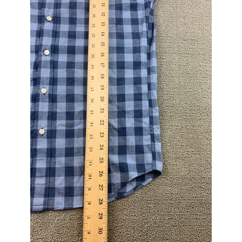 J. Crew Button Down Shirt Checkered Blue 100% Cotton Mauritius Made Size Small