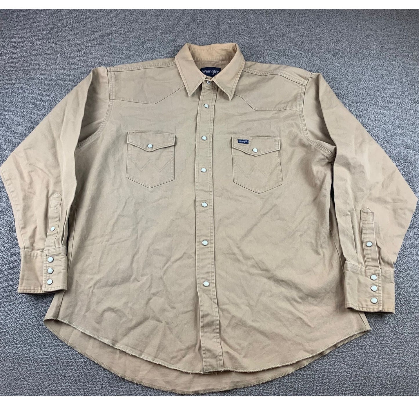 Vintage Wrangler Brush Popper Pearl Snap Western Shirt Men's Large Cotton