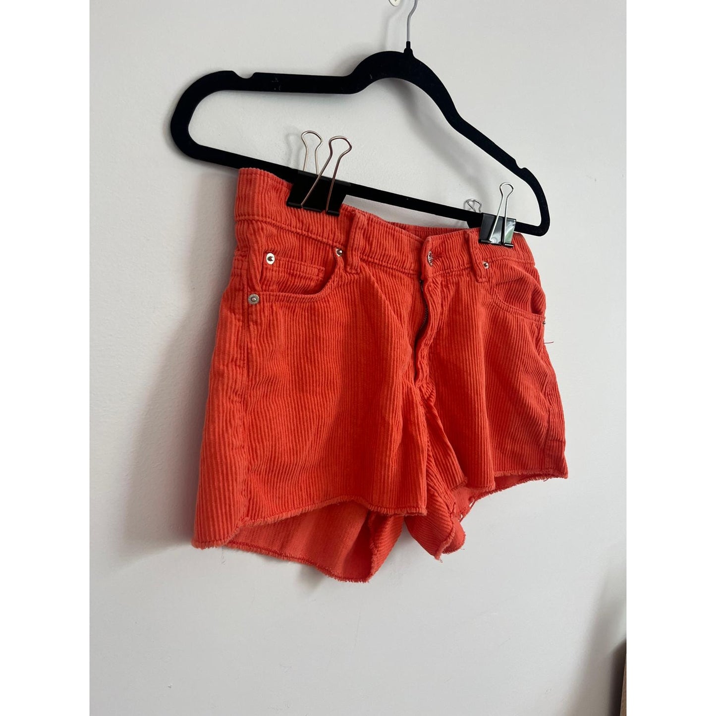 BDG Corduroy Shorts Women 27 Orange Raw Hem High Rise Urban Outfitters
