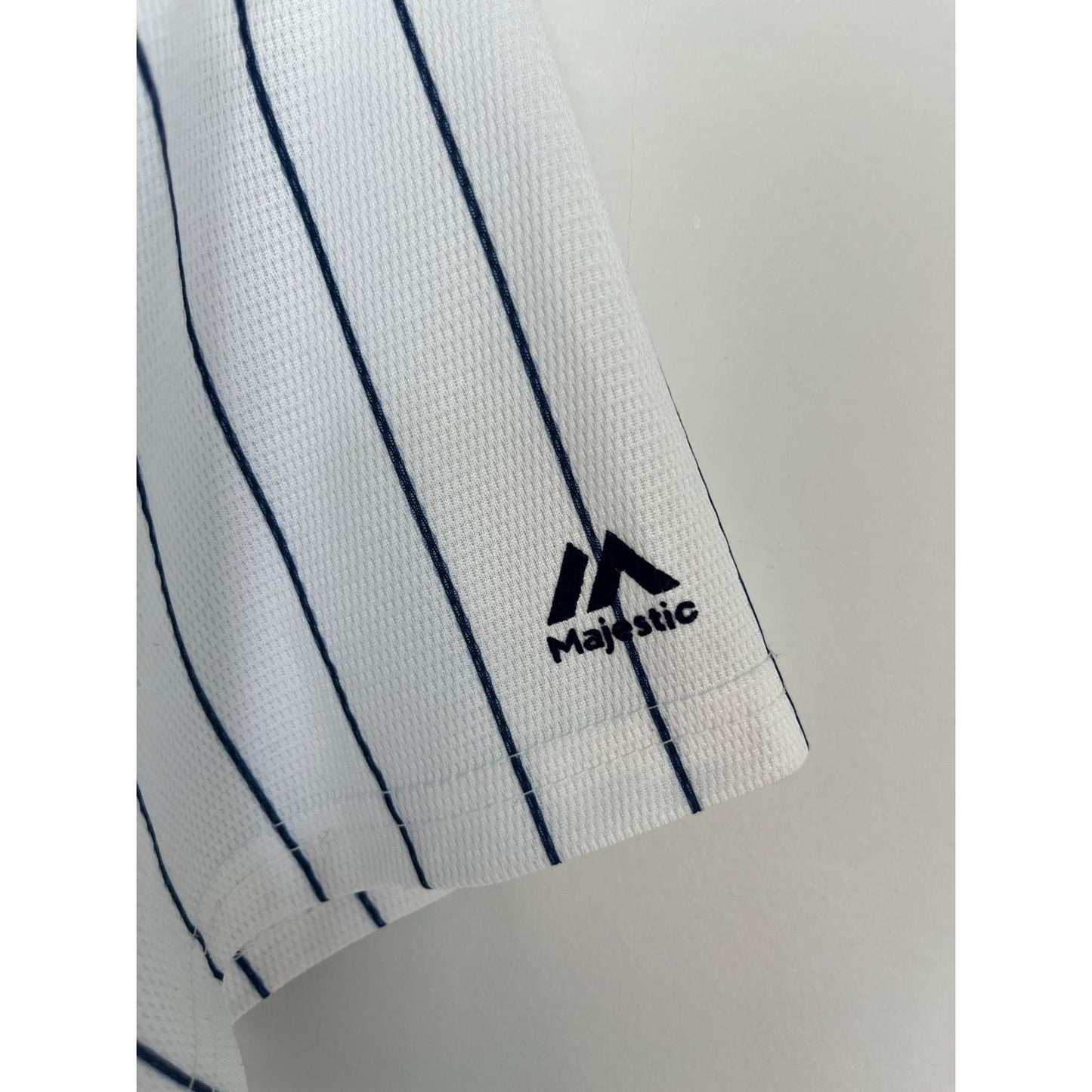 Majestic Yankees Jersey Youth L White Navy Pinstripe Cool Base