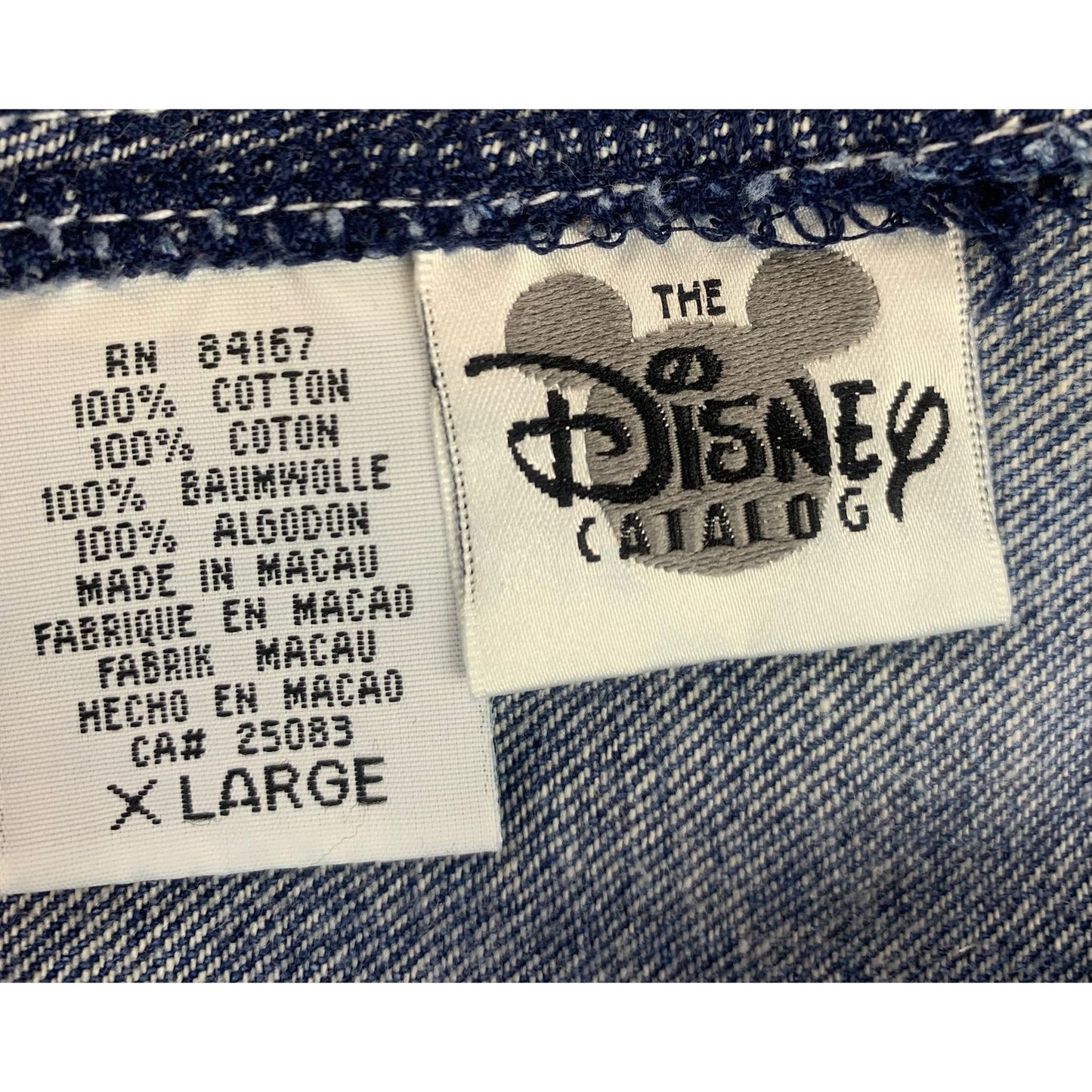 Vintage Disney Catalog Mickey Mouse Denim Overalls Women XL Mickey Bib Patch