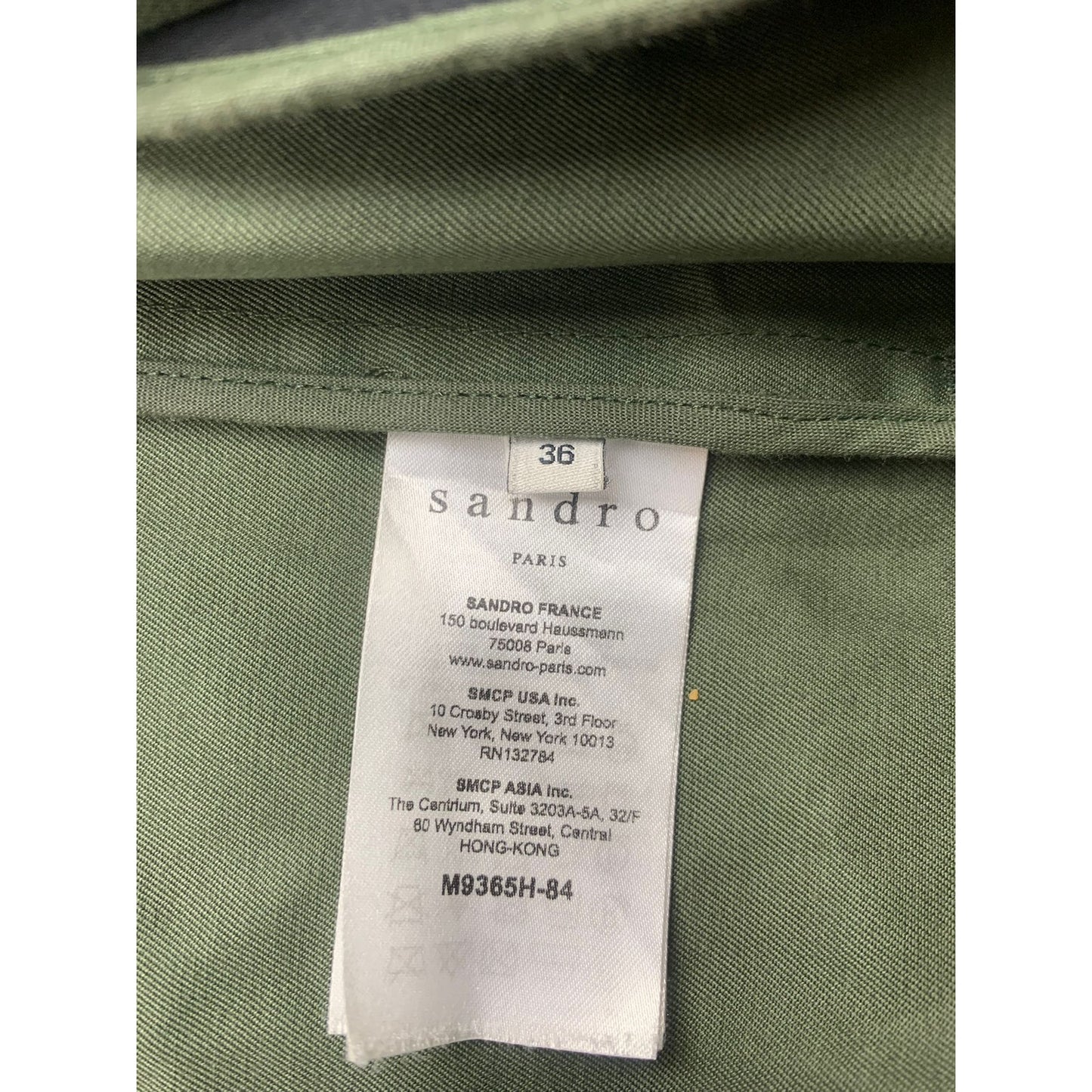 Sandro Paris Women's 36 Belted Green Trench Coat 100% Cotton