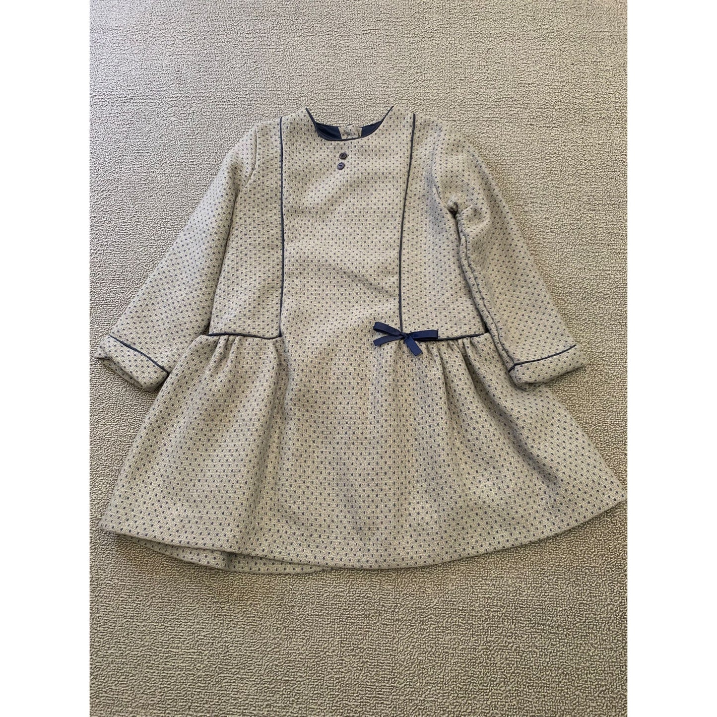 Martina Charlotte Girls 4Y Gray And Navy Drop Waist Dress
