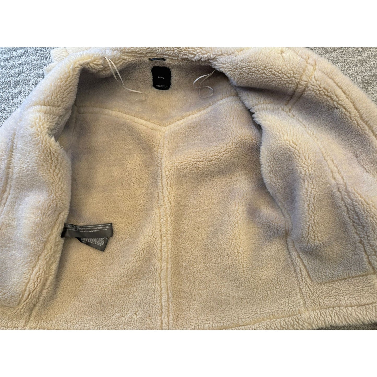 MNG Mango Women's XS Black Faux Leather Shearling Bomber Biker Jacket Warm Coat