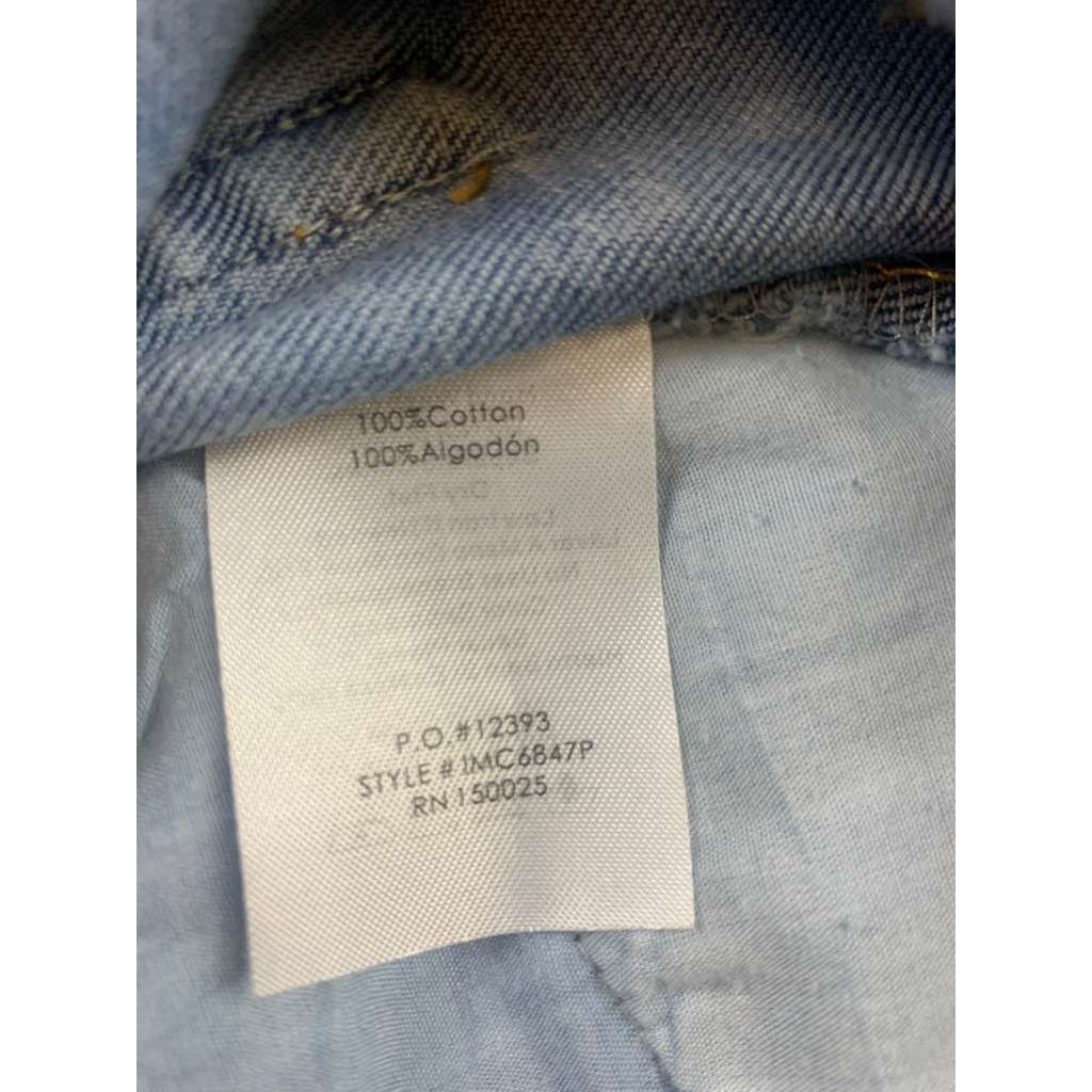 Emory Park Pants Women Size Medium Blue Jean 100% Cotton Split Hem