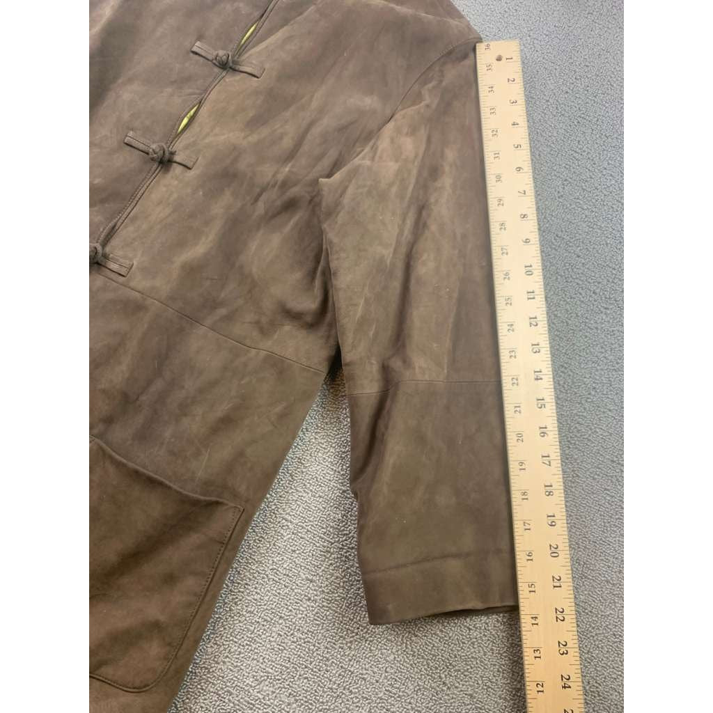 Shanghai Tang  Jacket Size 14 Brown 100% Suede Leather Silk Lining