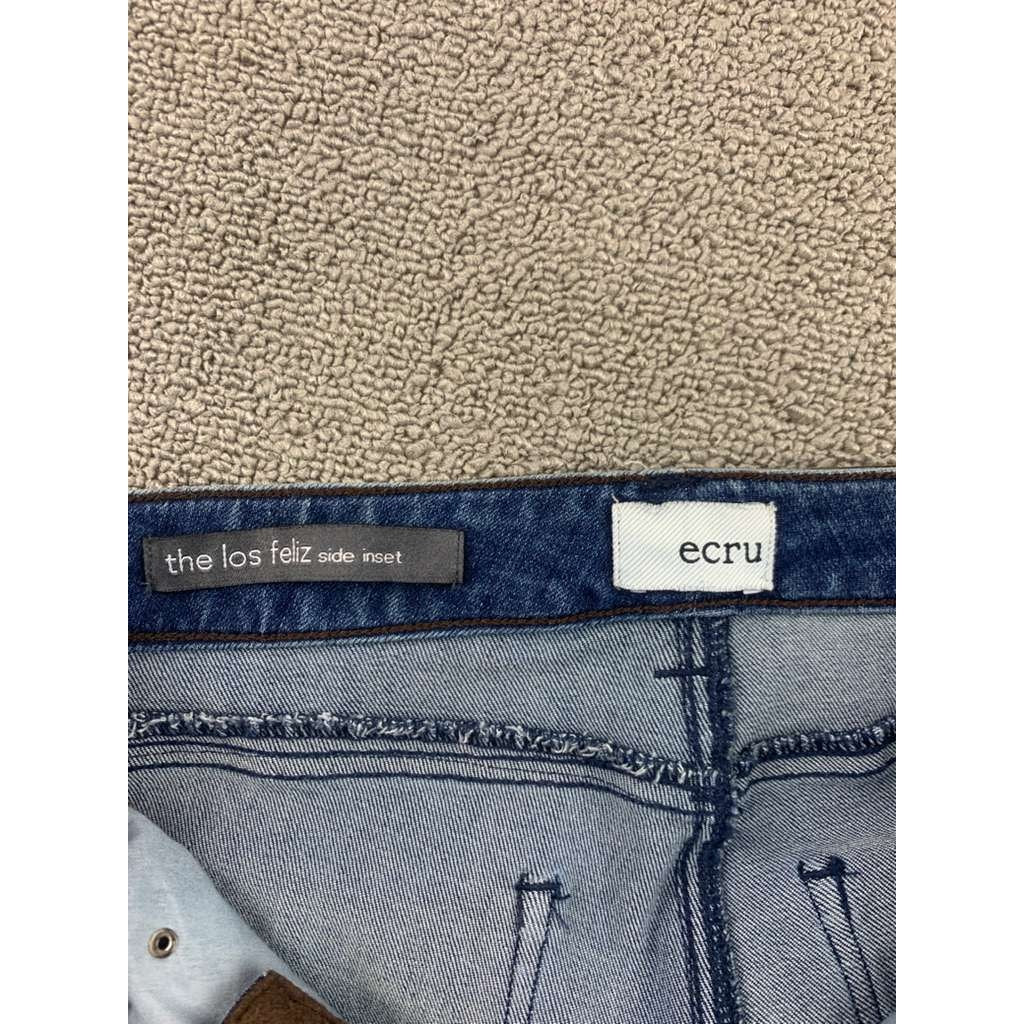 Ecru Los Feliz Women 28 Blue Jeans Brown Soft Velvet Inset