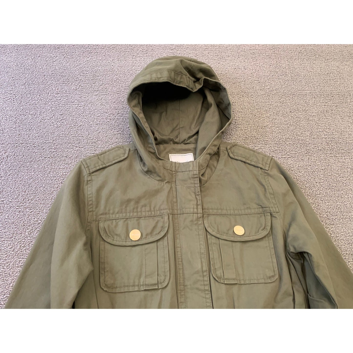Mayoral Girl's Size 8 Olive Green Hooded Jacket With Studs