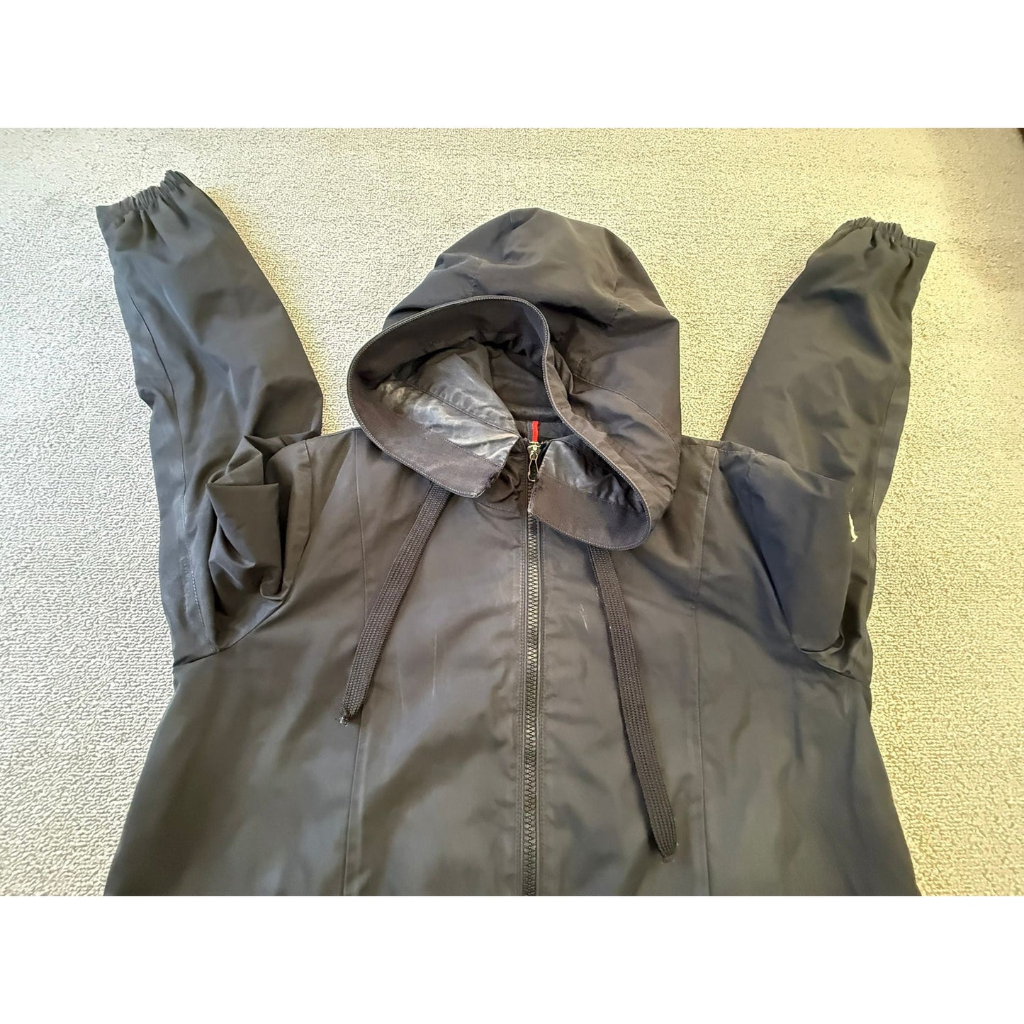 Moncler Size 3 Hooded Full Zip Jacket Black Rain Coat