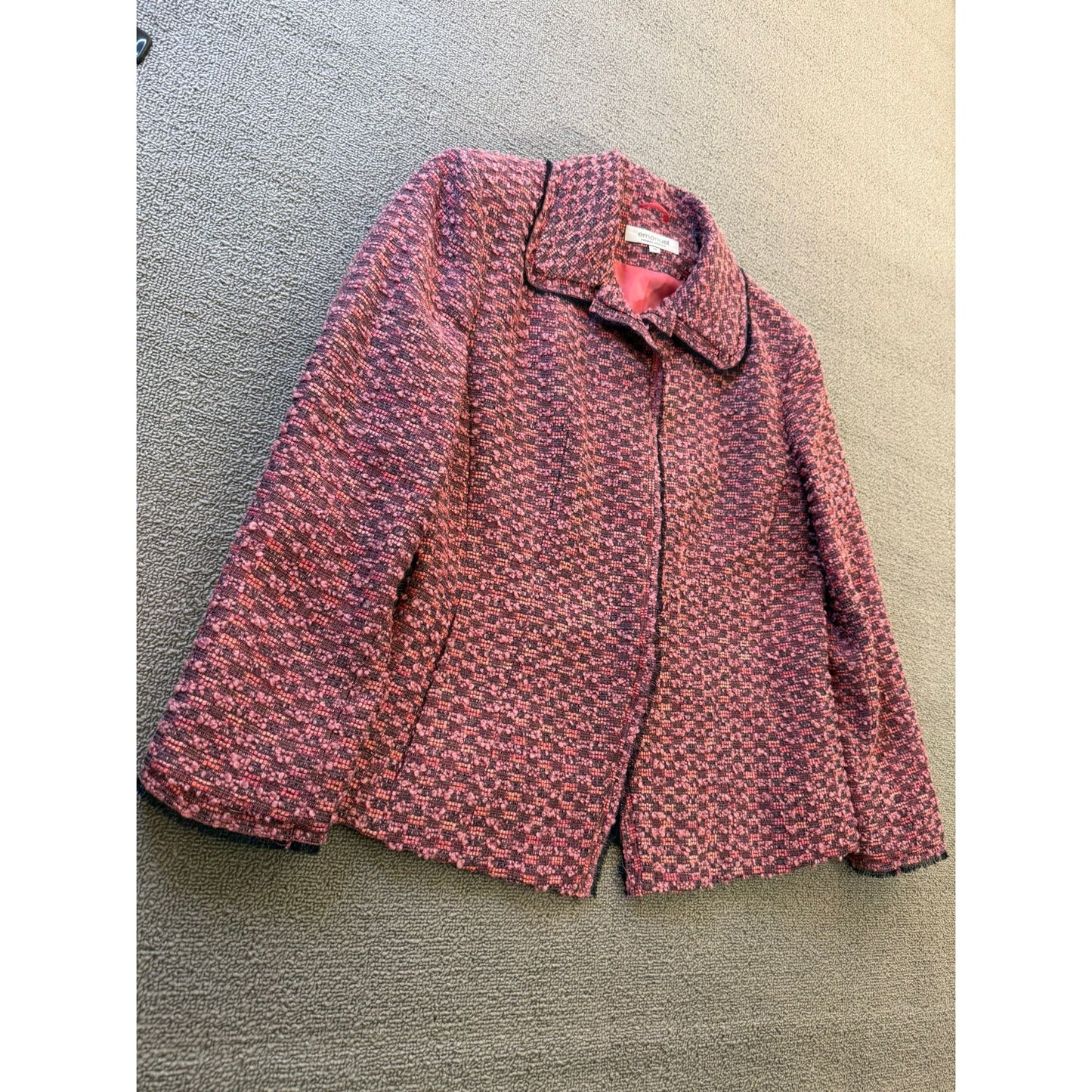 Emanuel Ungaro Size 14 Womens Pink Tweed Blazer Jacket
