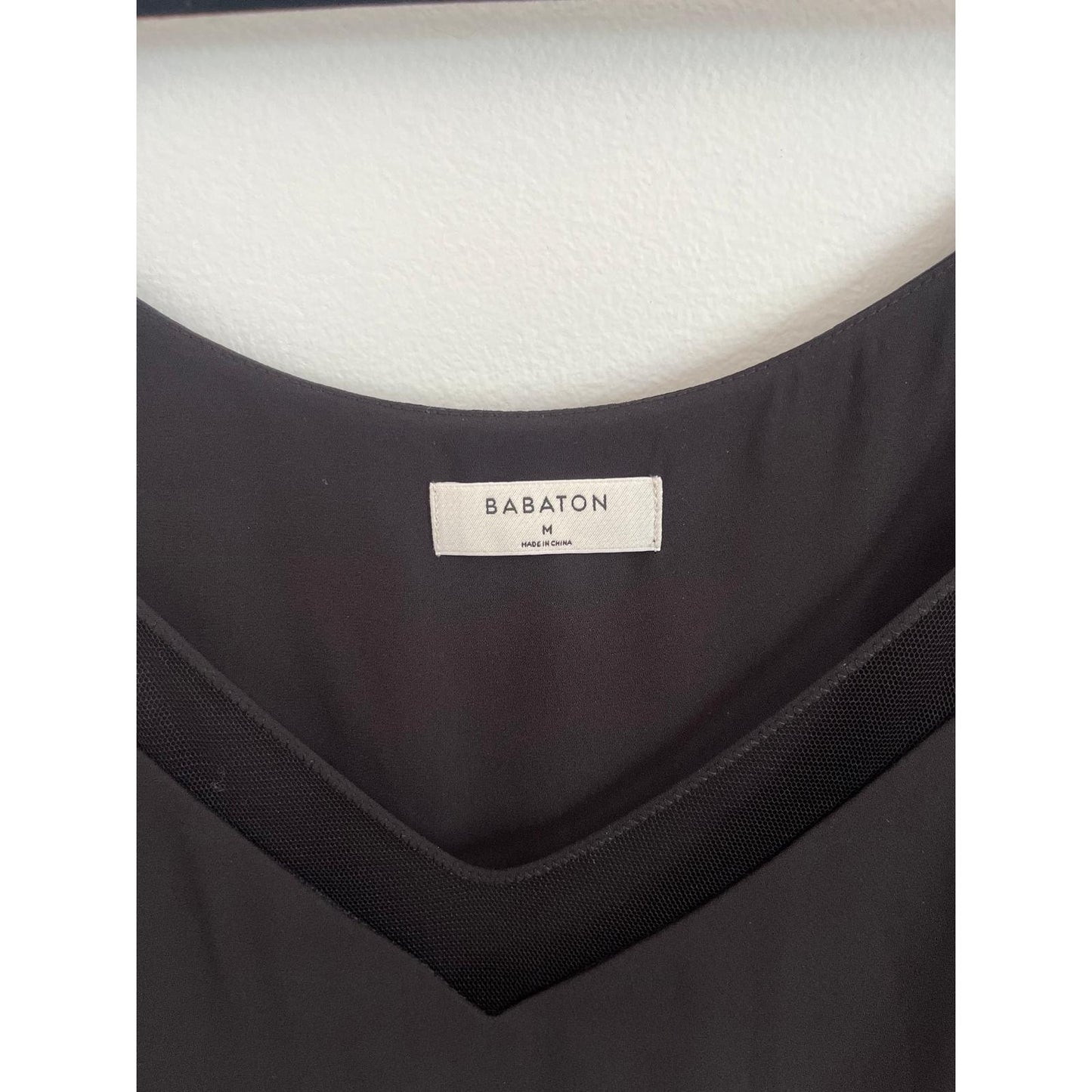 Babaton Camisole Top Women M Black Mesh Trim Spaghetti Strap Minimalist