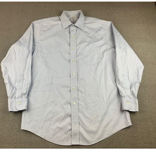 Brooks Brothers Shirt Men's 15 1/2 Regent Blue Cotton Long Sleeve Non Iron