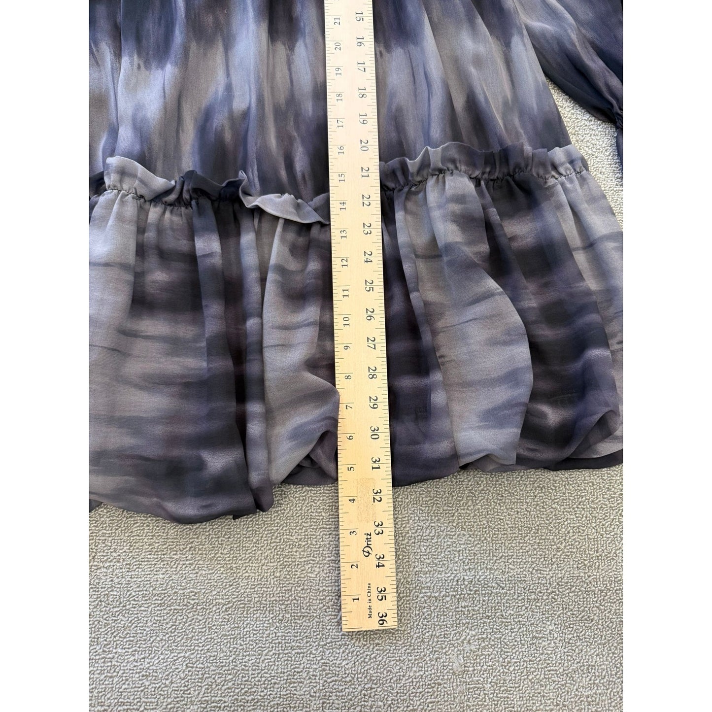 TOCCIN x DTA Women's 10 Black White Tie-Dye Ruffled Tiered Mini Dress