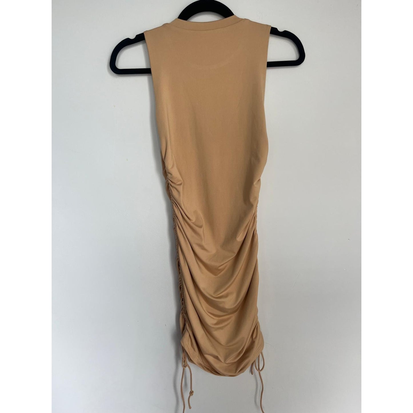 Superdown Ruched Mini Dress Women Small Beige Bodycon Sleeveless Casual