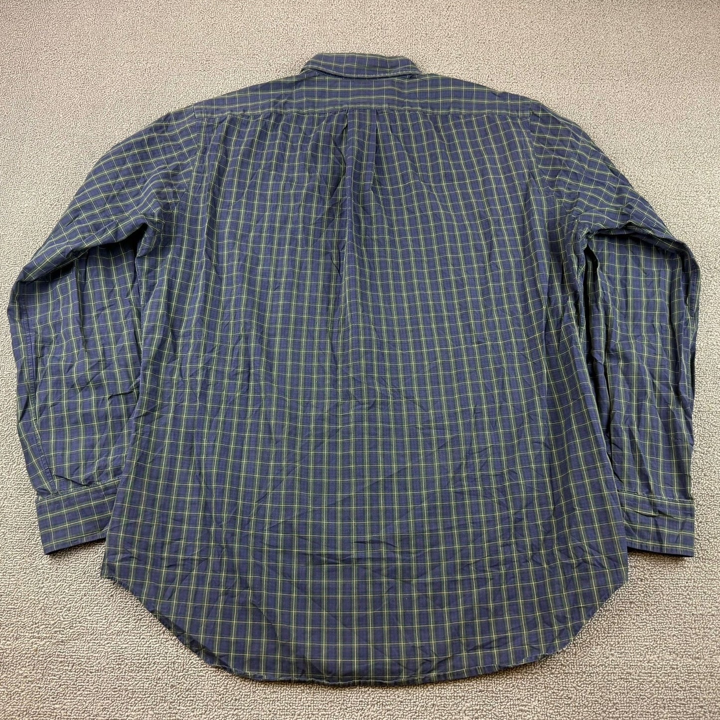 Ralph Lauren Vintage Button Down Shirt Men M 15.5 34/35 Blue Green Plaid HK
