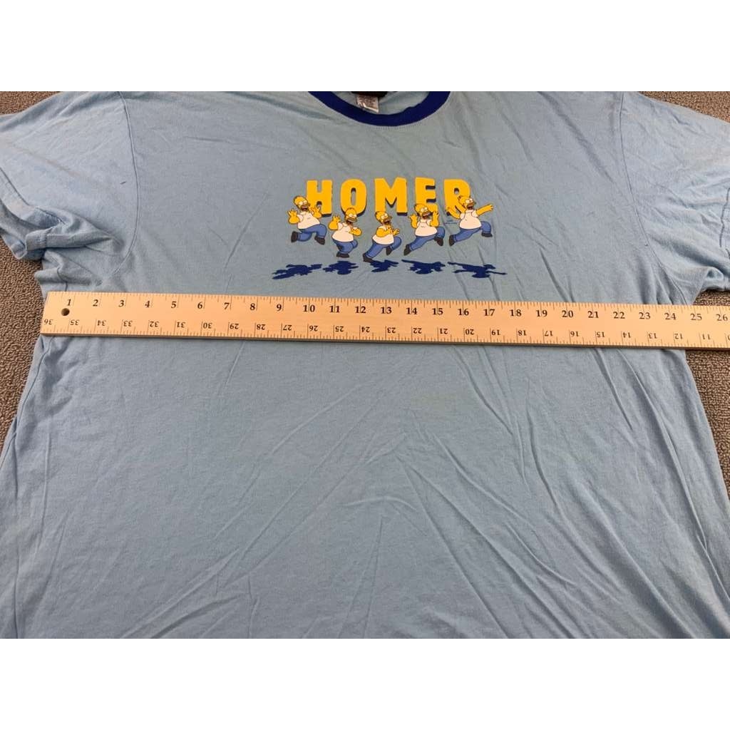 Vintage The Simpsons Men XL Cotton Light Blue T Shirt Homer Simpson Frolicking