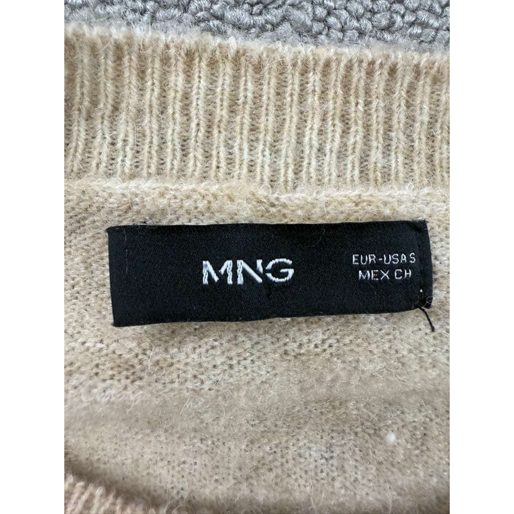 Mango MNG Women's Small Beige Soft Knit Sweater Pullover Crewneck