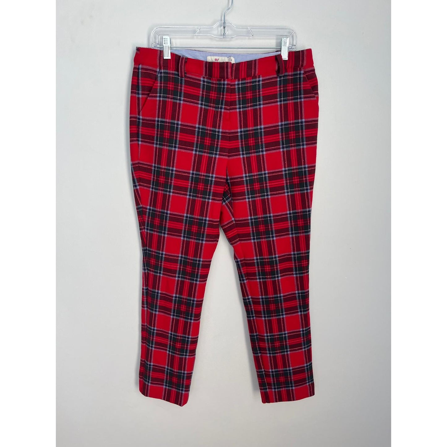 Vineyard Vines Plaid Pants Women Size 10 Red Tartan Straight Leg Preppy