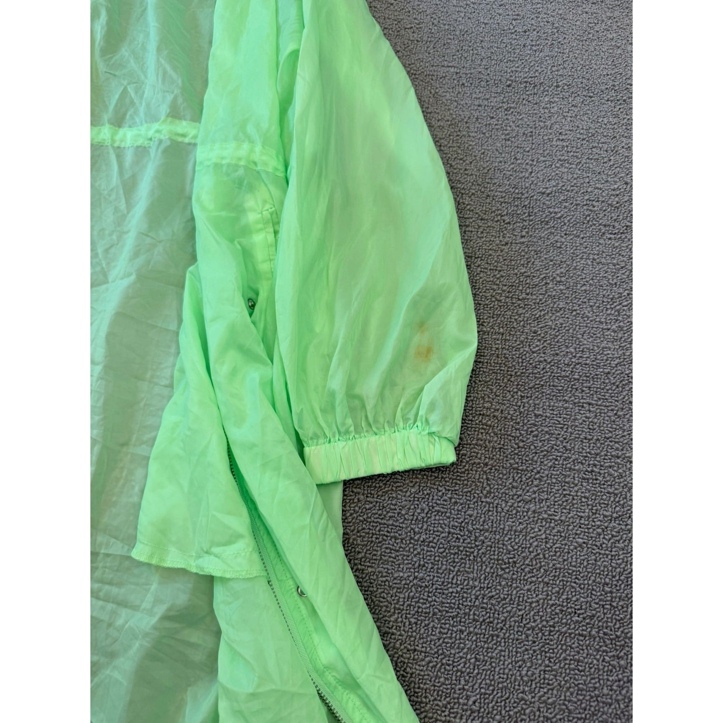 Forever 21 Women's Size S Neon Green Hooded Raincoat Trench Coat