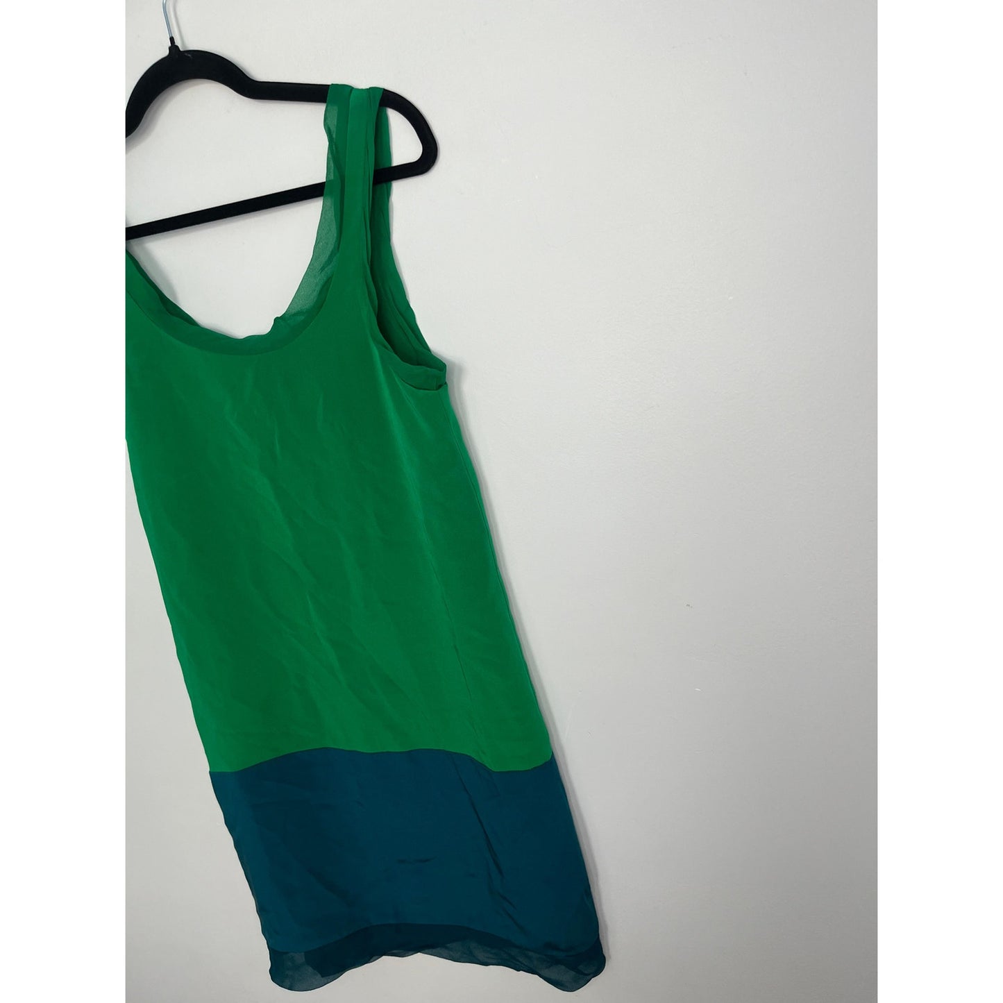 Thakoon Sleeveless Colorblock Dress Women 4 Green Blue Chiffon Shift