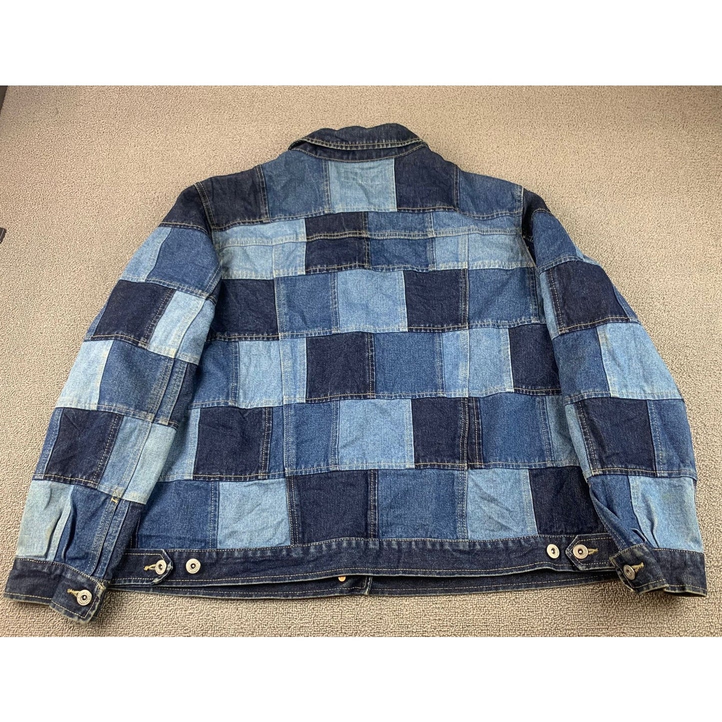 Vintage LA BLUES Women's 22/24 Dark Navy Blue Patchwork Denim Jacket