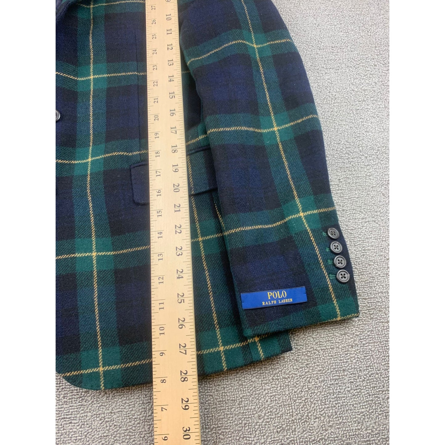 Polo Ralph Lauren Men 38R Tartan Plaid Wool Blend Blazer Sport Coat