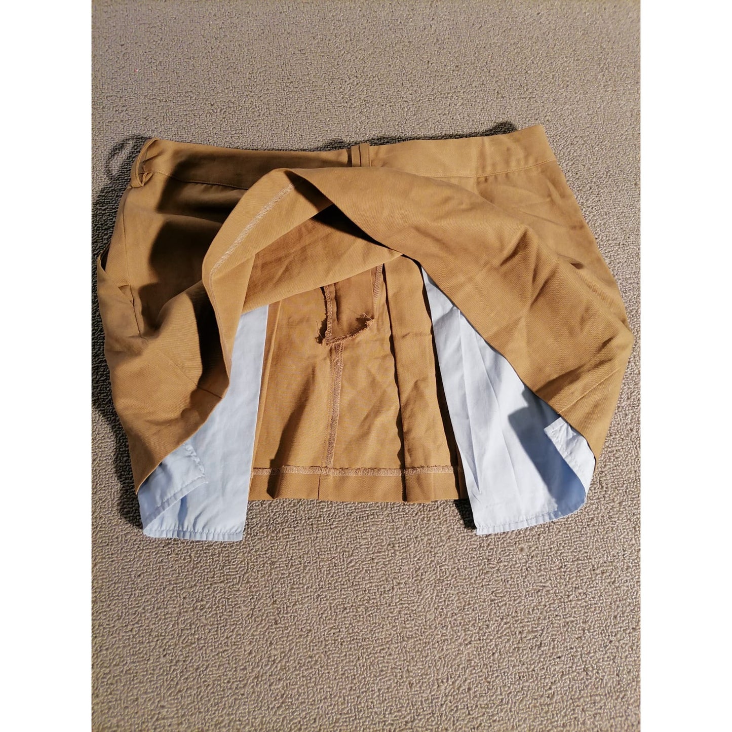 ZARA Medium Female Brown Tan Pleated Skirt with White Layered Hemline Stylish