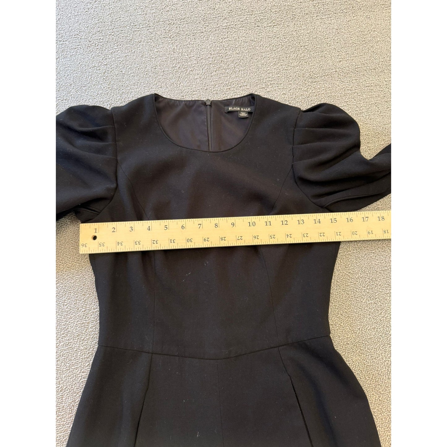 Black Halo Women's Size 4 Black Puff Sleeve Tailored Jumpsuit Dressy Formal