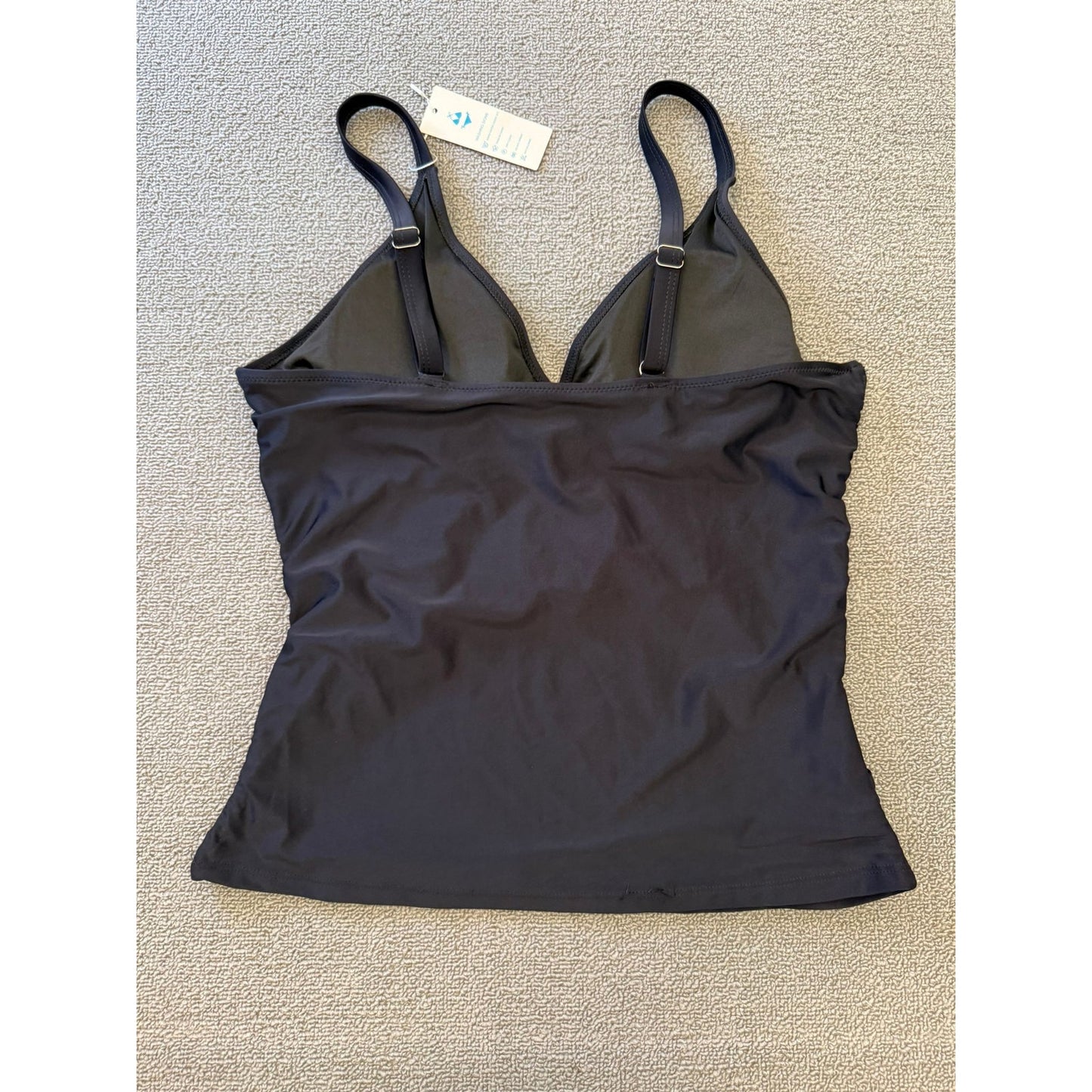 Beachsissi Womens Extra Large Black Ruched Tankini Top