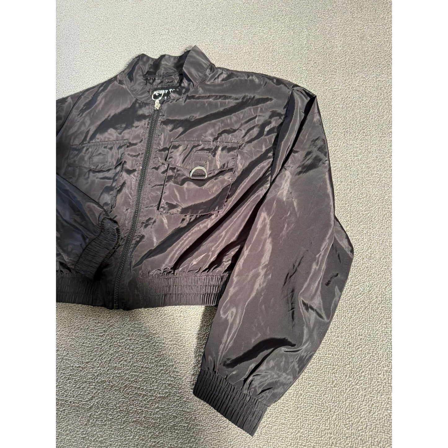 C’est Toi Black Cropped Zip‑Up jacket Size S Active Fall Urban City