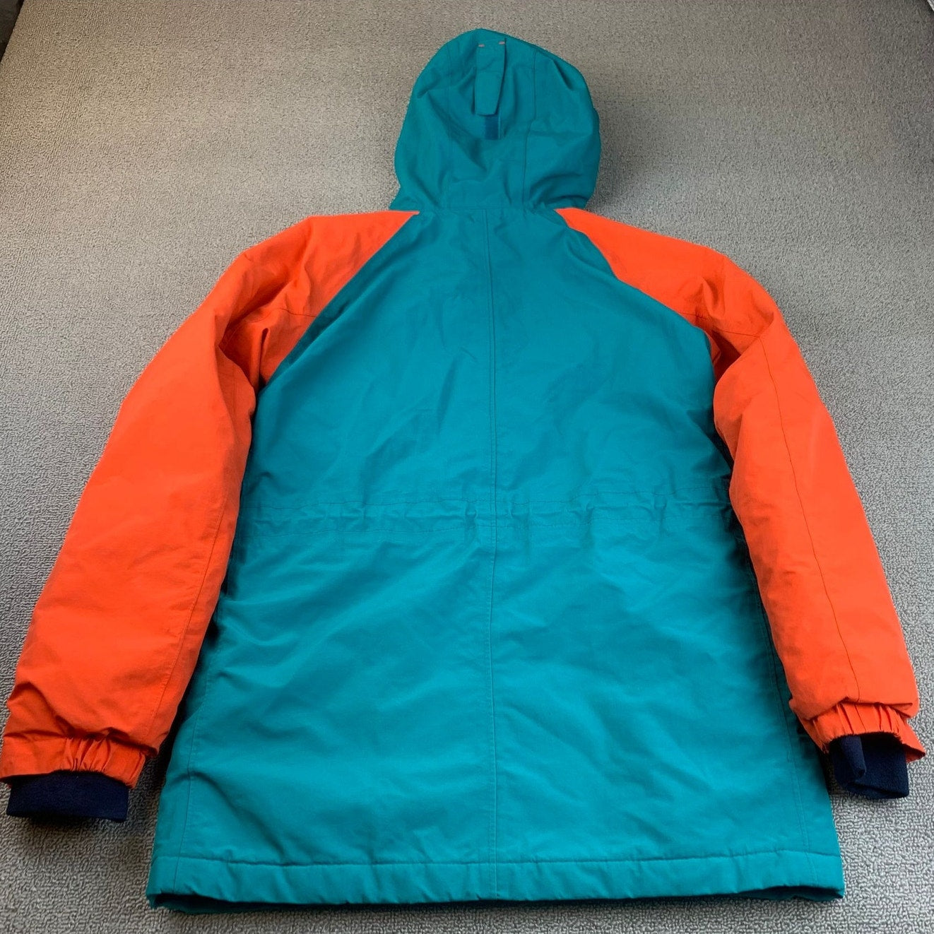 Lands' End Boy's Large 14-16 Orange Blue Teal Waterproof Hooded Parka Jacket