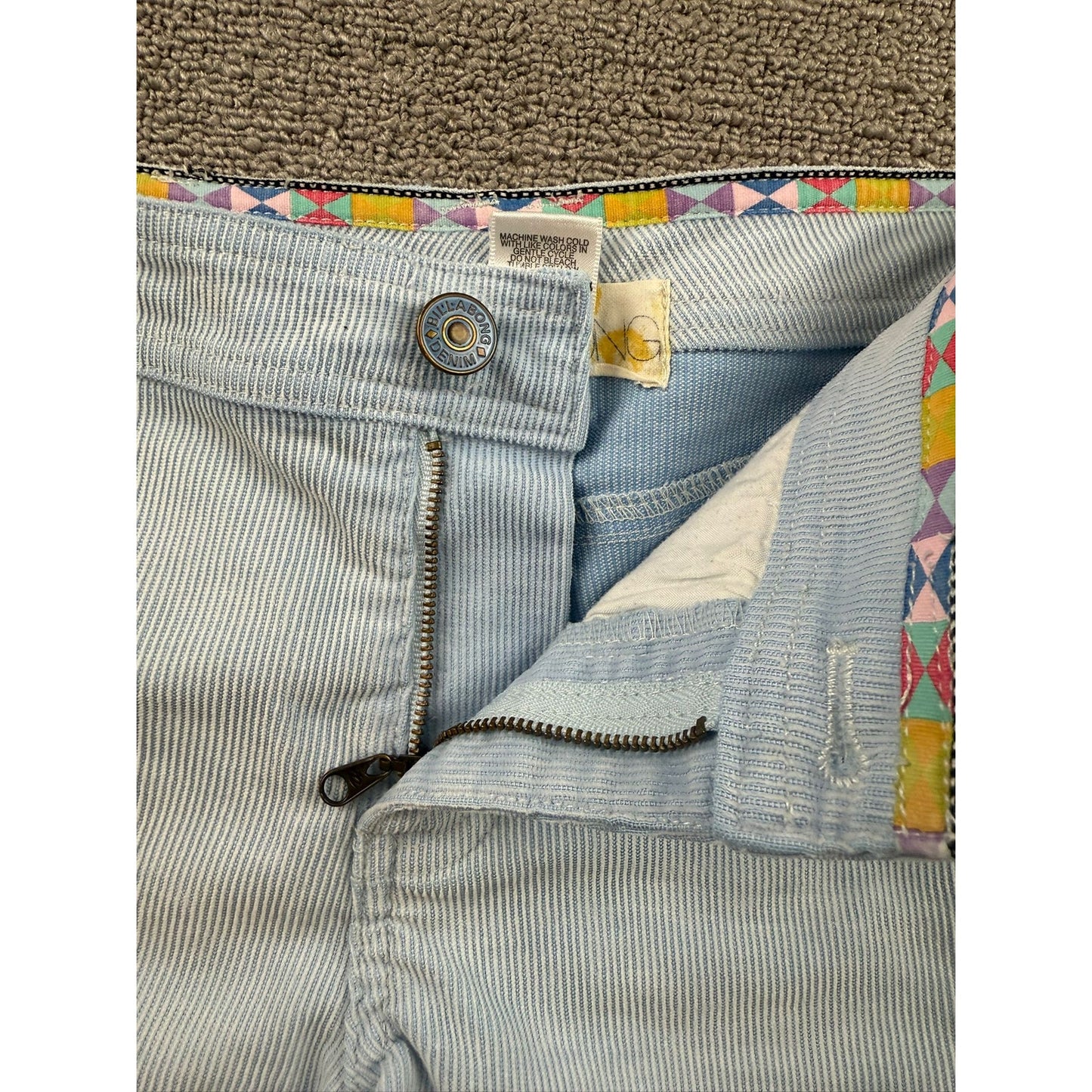 Billabong Women’s Shorts Size Size 9 Light Blue Pinstripe Y2K Surf Skate Frayed